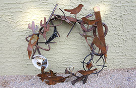 Songbird found object wreath 2