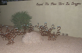 Horseshoe Prickly Pear with Gate Exit Signage